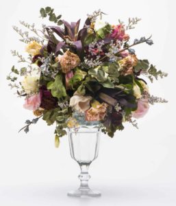 Bouquet of Dried Flowers in Glass Vase